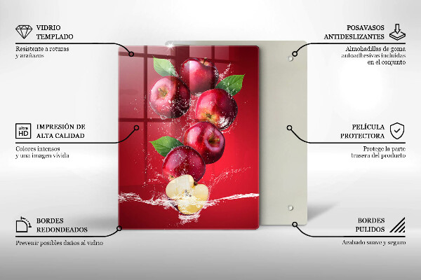 Üveg vágódeszka Lédús alma vízben