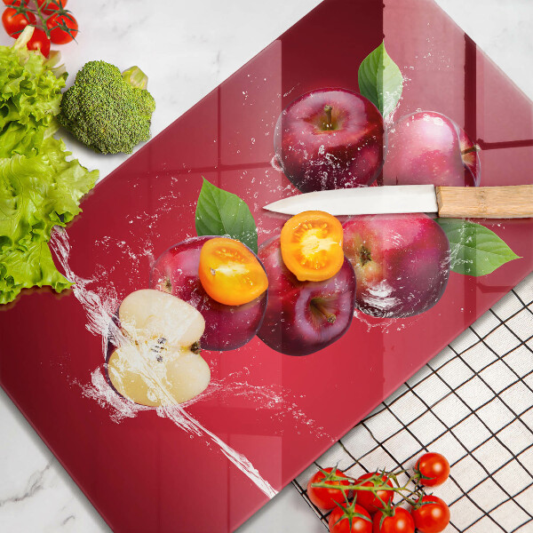 Üveg vágódeszka Lédús alma vízben