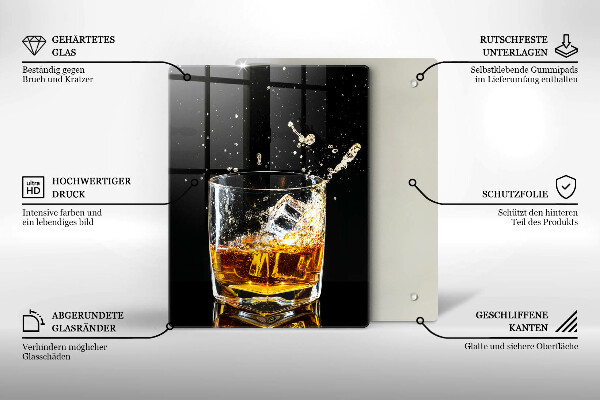 Üveg vágódeszka Egy pohár whisky