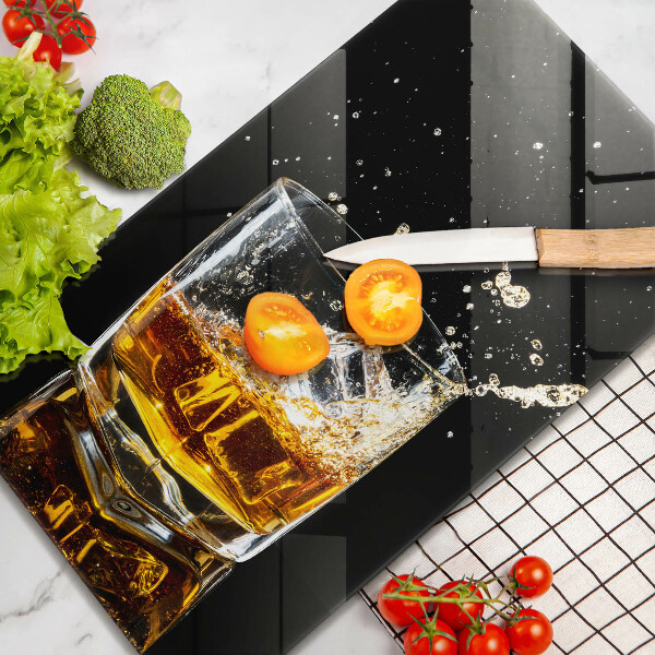 Üveg vágódeszka Egy pohár whisky