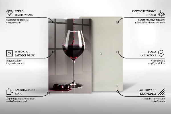 Üveg vágódeszka Üveg és szőlő