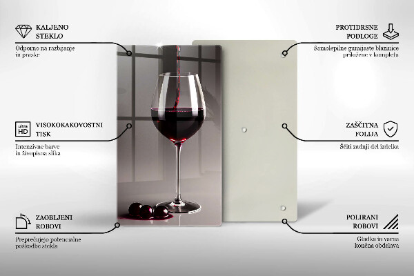 Üveg vágódeszka Üveg és szőlő