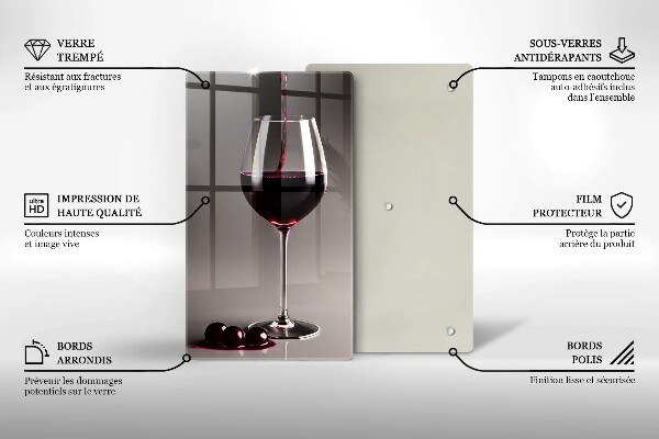 Üveg vágódeszka Üveg és szőlő