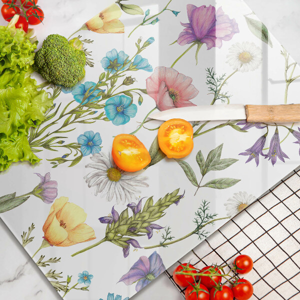 Üveg vágódeszka Virágok illusztráció