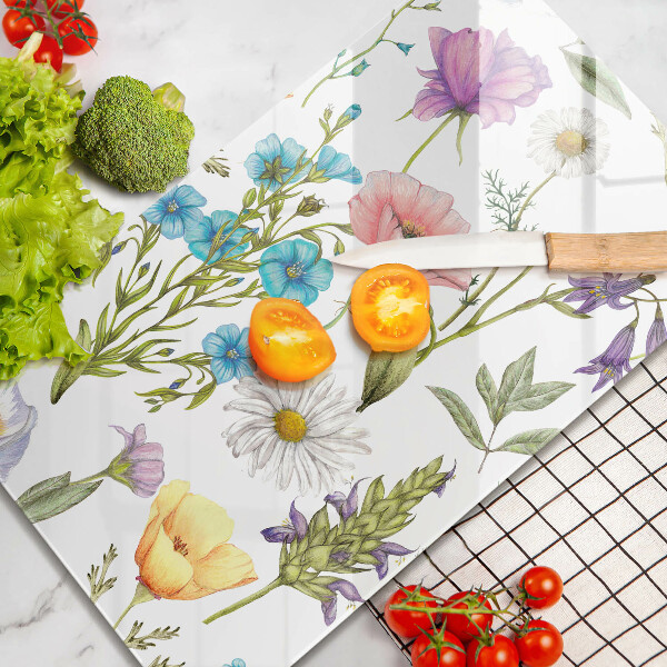 Üveg vágódeszka Virágok illusztráció