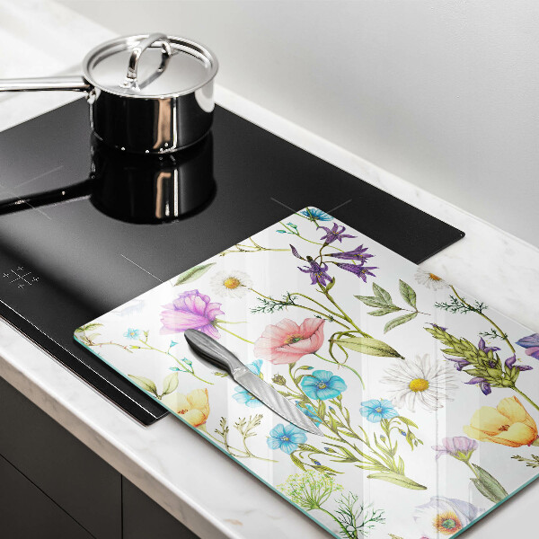 Üveg vágódeszka Virágok illusztráció