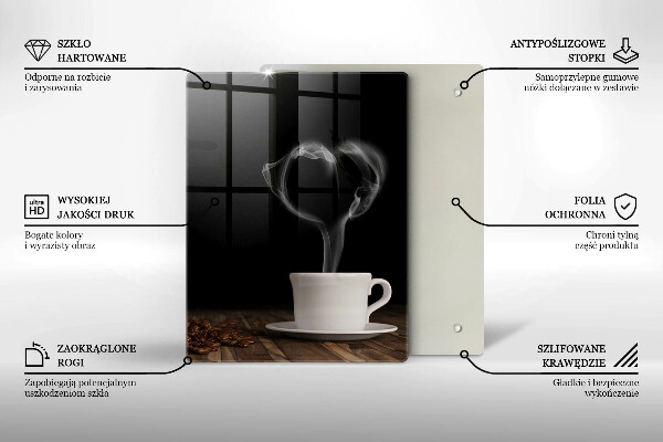 Üveg vágódeszka Kávéscsésze szív