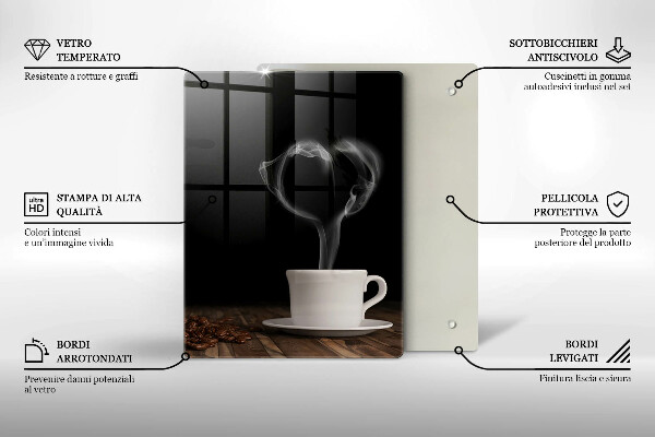 Üveg vágódeszka Kávéscsésze szív