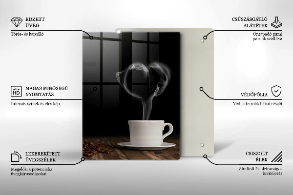 Üveg vágódeszka Kávéscsésze szív