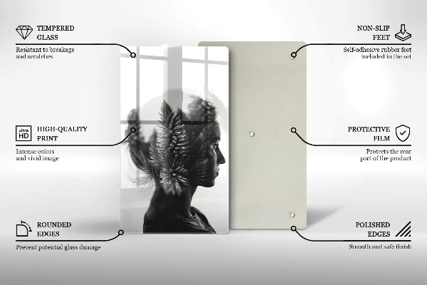 Üveg vágódeszka Nő és erdő