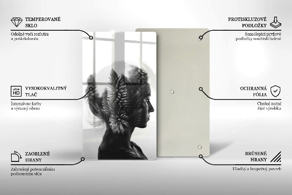 Üveg vágódeszka Nő és erdő