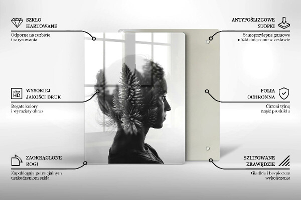 Üveg vágódeszka Nő és erdő