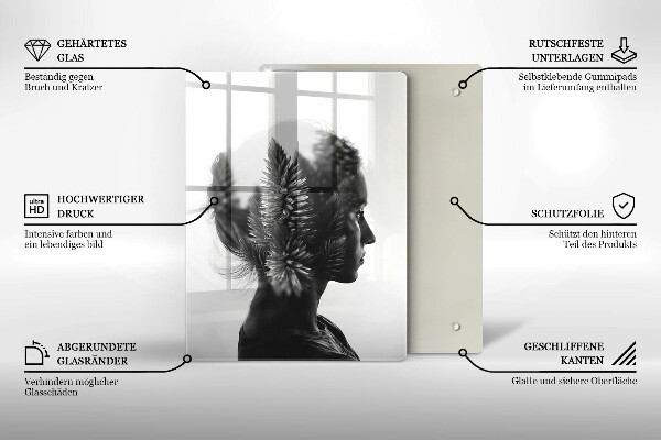 Üveg vágódeszka Nő és erdő