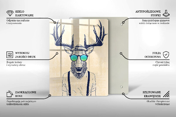 Üveg vágódeszka Szarvas ember illusztráció