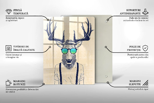 Üveg vágódeszka Szarvas ember illusztráció