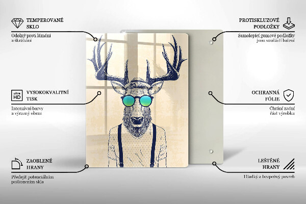 Üveg vágódeszka Szarvas ember illusztráció