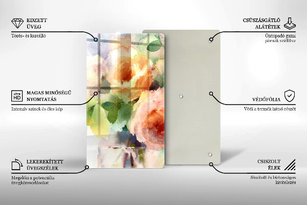 Üveg vágódeszka Festett virágok