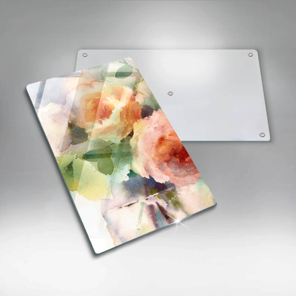 Üveg vágódeszka Festett virágok