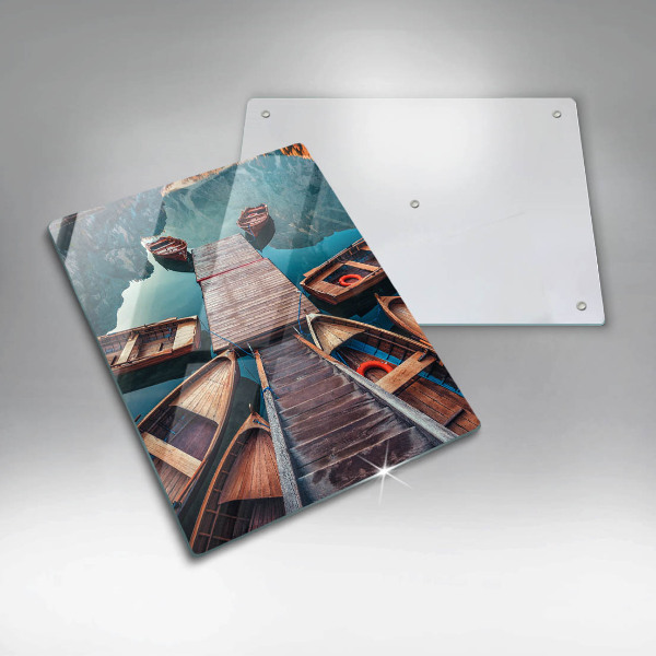 Üveg vágódeszka Csónakok a tavon