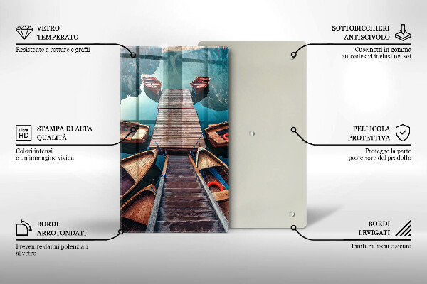 Üveg vágódeszka Csónakok a tavon