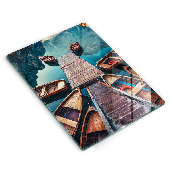 Üveg vágódeszka Csónakok a tavon