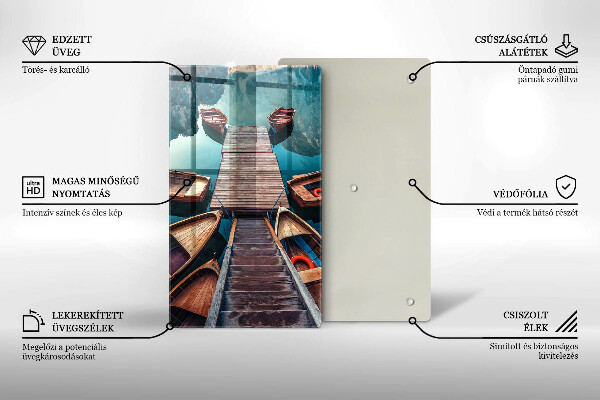 Üveg vágódeszka Csónakok a tavon