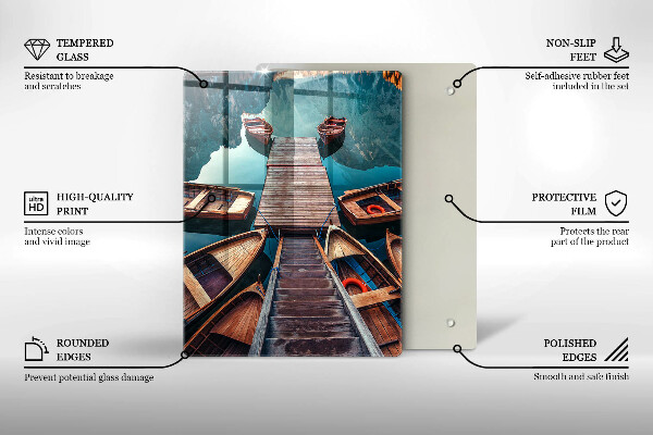 Üveg vágódeszka Csónakok a tavon