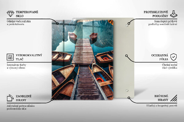 Üveg vágódeszka Csónakok a tavon