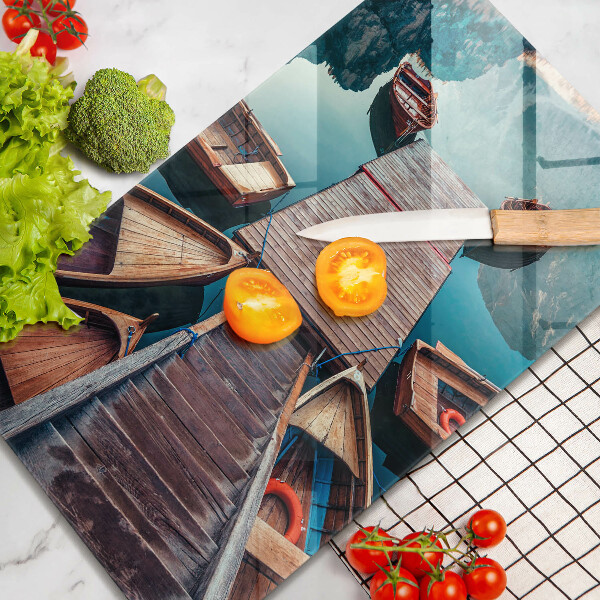 Üveg vágódeszka Csónakok a tavon