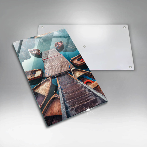Üveg vágódeszka Csónakok a tavon
