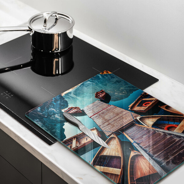 Üveg vágódeszka Csónakok a tavon