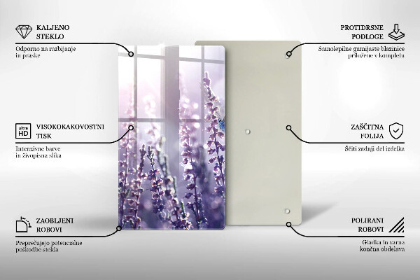 Üveg vágódeszka Vadvirágok és a pillangó