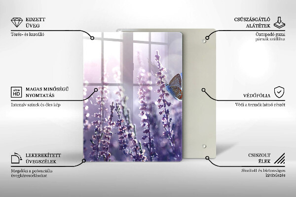 Üveg vágódeszka Vadvirágok és a pillangó