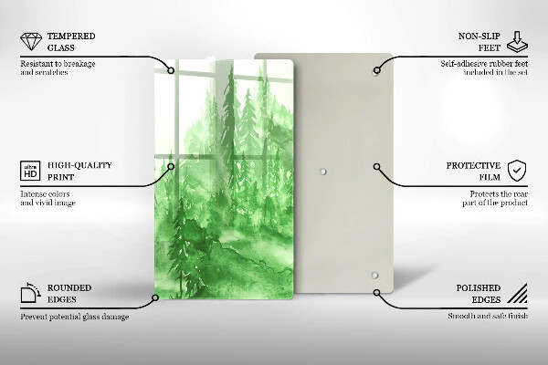 Üveg vágódeszka Festett erdő