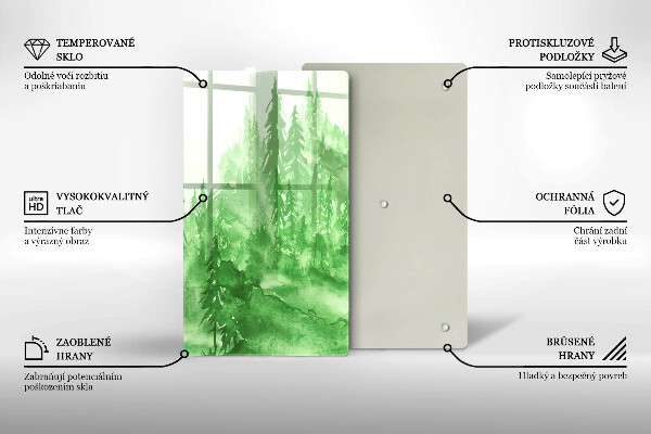 Üveg vágódeszka Festett erdő