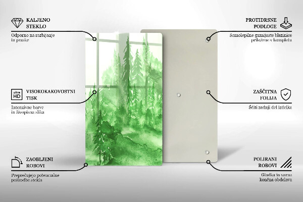 Üveg vágódeszka Festett erdő