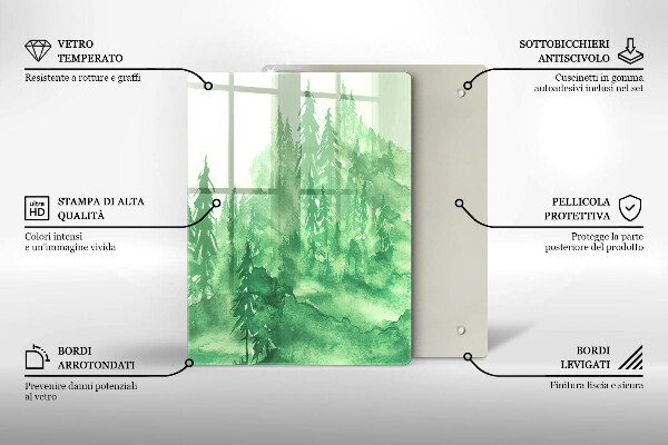 Üveg vágódeszka Festett erdő