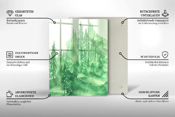 Üveg vágódeszka Festett erdő