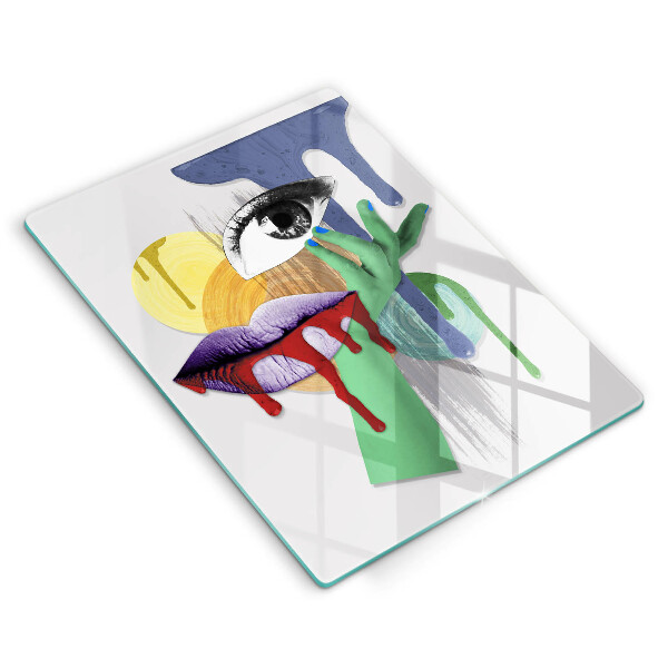 Üveg vágódeszka Art absztrakt kollázs