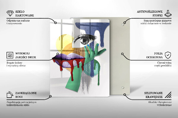 Üveg vágódeszka Art absztrakt kollázs