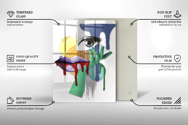 Üveg vágódeszka Art absztrakt kollázs