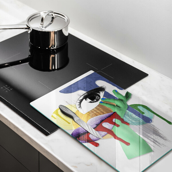 Üveg vágódeszka Art absztrakt kollázs