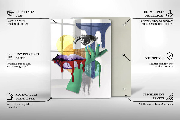 Üveg vágódeszka Art absztrakt kollázs