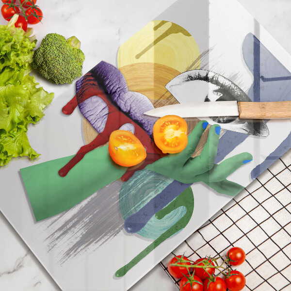 Üveg vágódeszka Art absztrakt kollázs