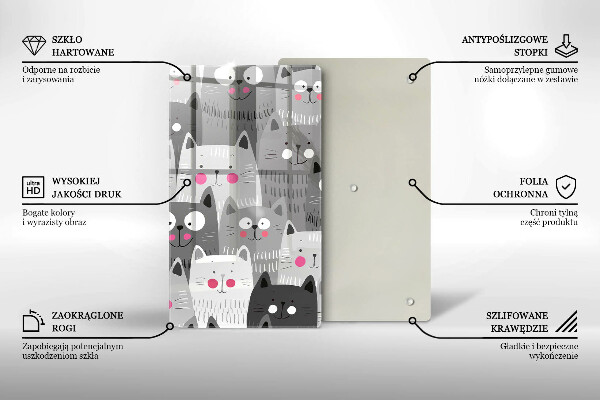 Üveg vágódeszka Macskák illusztráció