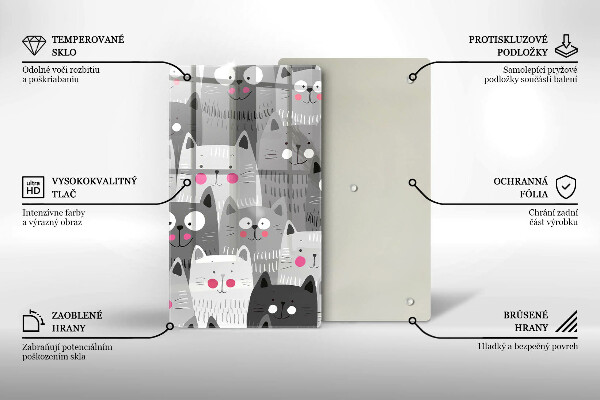 Üveg vágódeszka Macskák illusztráció