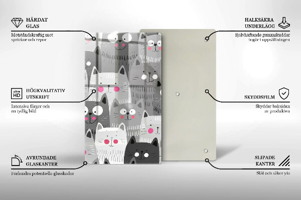 Üveg vágódeszka Macskák illusztráció