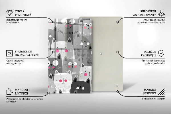 Üveg vágódeszka Macskák illusztráció