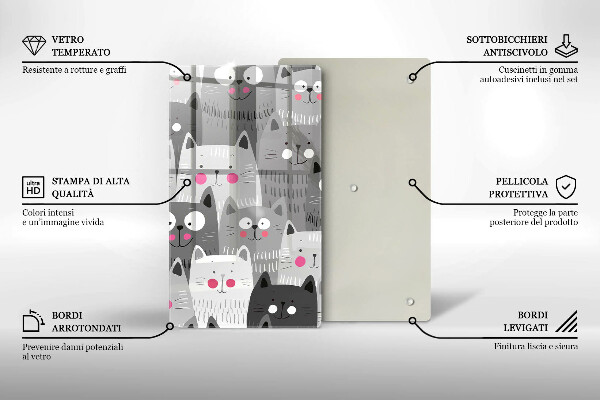 Üveg vágódeszka Macskák illusztráció
