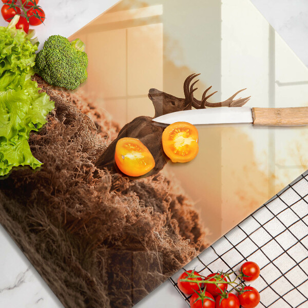 Üveg vágódeszka Szarvas a mezőn